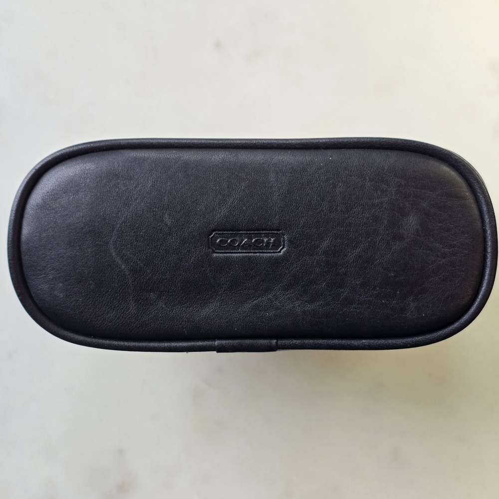 Vintage Coach Black Leather Mini Cosmetics Bag - Picture 4 of 5